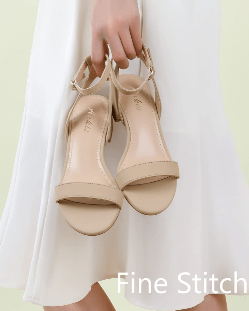 OLANE Kaya Block Heel Ankle Strap Sandal Beige35/5Shoes
