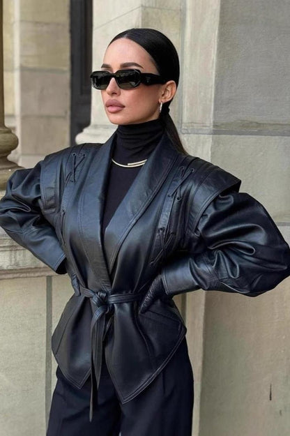 OLANE Kaye Leather Jacket BlackSJackets