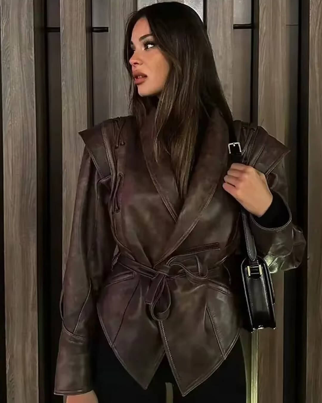 OLANE Kaye Leather Jacket BrownLJackets