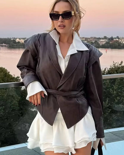 OLANE Kaye Leather Jacket BrownSJackets