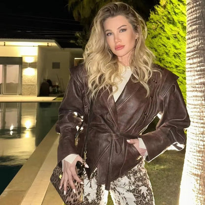 OLANE Kaye Leather Jacket BrownSJackets