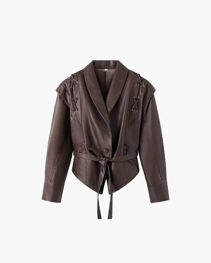 OLANE Kaye Leather Jacket BrownXLJackets