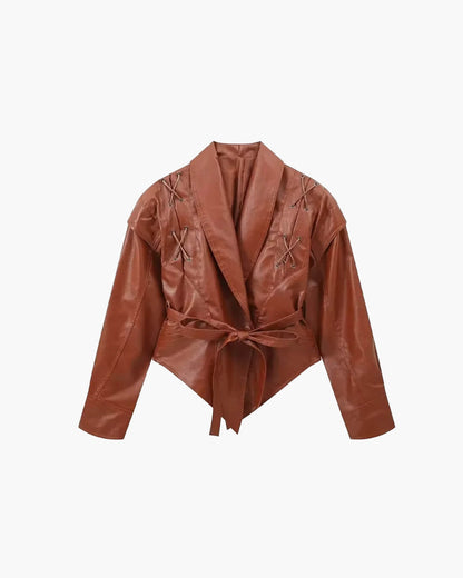 OLANE Kaye Leather Jacket CamelLJackets