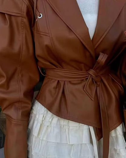 OLANE Kaye Leather Jacket CamelMJackets