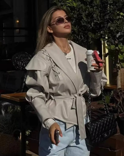 OLANE Kaye Leather Jacket WhiteSJackets