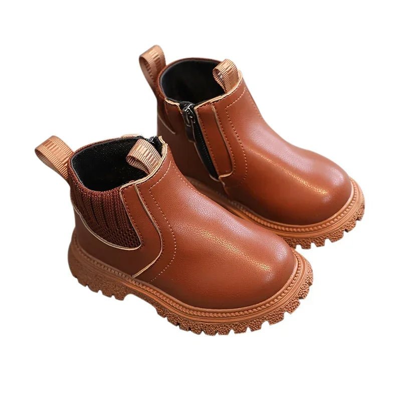 OLANE Kids Winter Leather Boots Black21Kids' Shoes