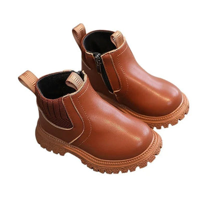 OLANE Kids Winter Leather Boots Black21Kids' Shoes
