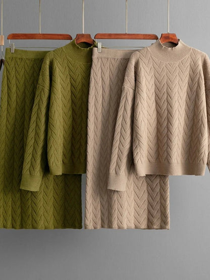 OLANE Knitted Loungewear Skirt Set CremeOne SizeWomen's Sets