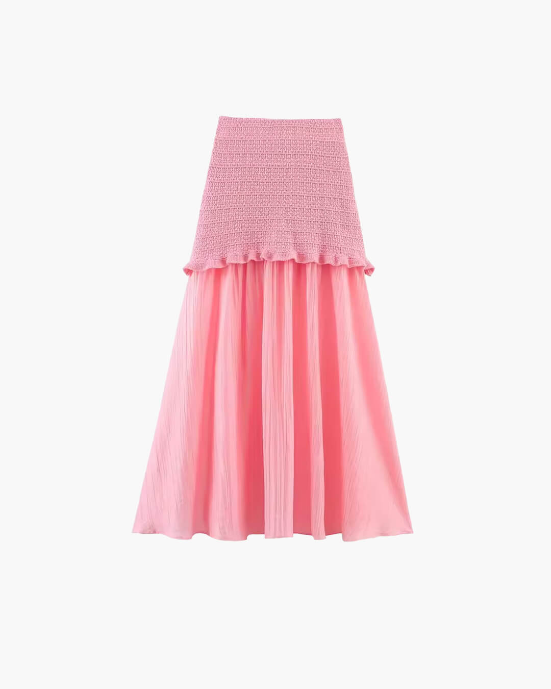 OLANE Knitted Tank Pleated Skirt Set Pink SkirtSWomen's Sets