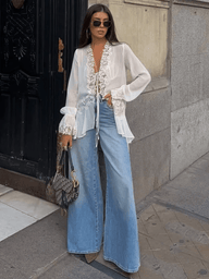 Lace Flare-Sleeve Hollow-Out Cardigan
