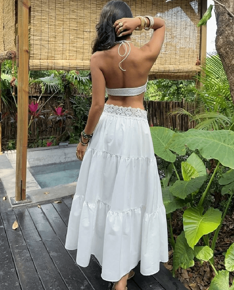 OLANE Lace Halterneck Layered Skirt Set LWomen's Sets