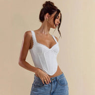 Lace Trim Strappy Button Top