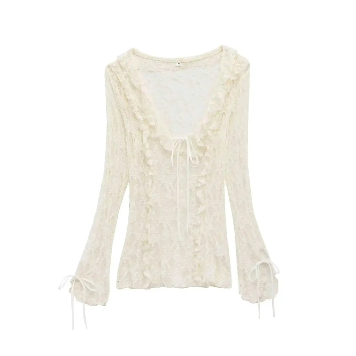 OLANE Layered Lace Collar V-Neck Top WhiteSWomen’s Tops