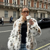 Leopard Open-Front Faux Fur Coat