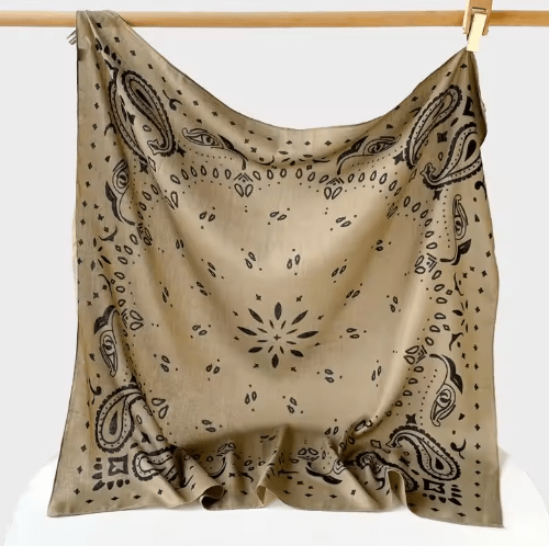OLANE Lightweight Paisley Knitted Bandana Scarf BeigeOne sizeWomen's Accessories