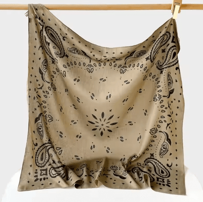 OLANE Lightweight Paisley Knitted Bandana Scarf BeigeOne sizeWomen's Accessories