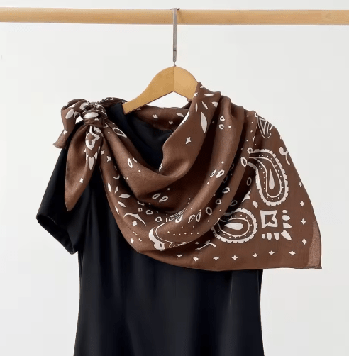 OLANE Lightweight Paisley Knitted Bandana Scarf BrownOne sizeWomen's Accessories