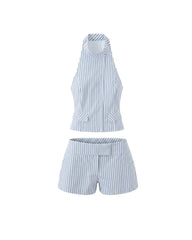 Lily Striped Halter Mini Skirt Set
