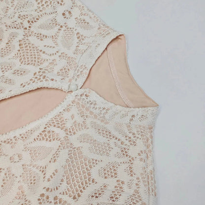 OLANE Long Sleeve Cut-Out Lace Mini Dress WhiteXSWomen's Dresses