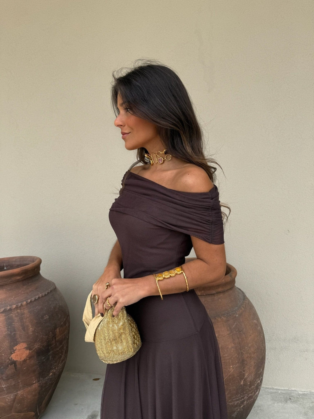 OLANE Mara Mesh Maxi Dress SWomen's Dresses