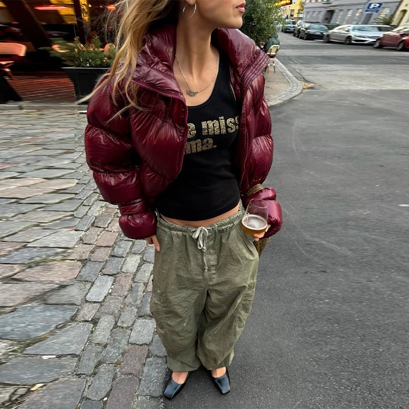OLANE Monica Shiny Puffer Jacket RedSWomen's Coats & Jackets