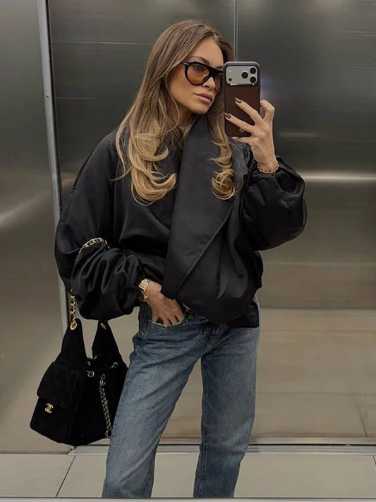 OLANE Oversized Padded Bomber Jacket BlackXSJacket