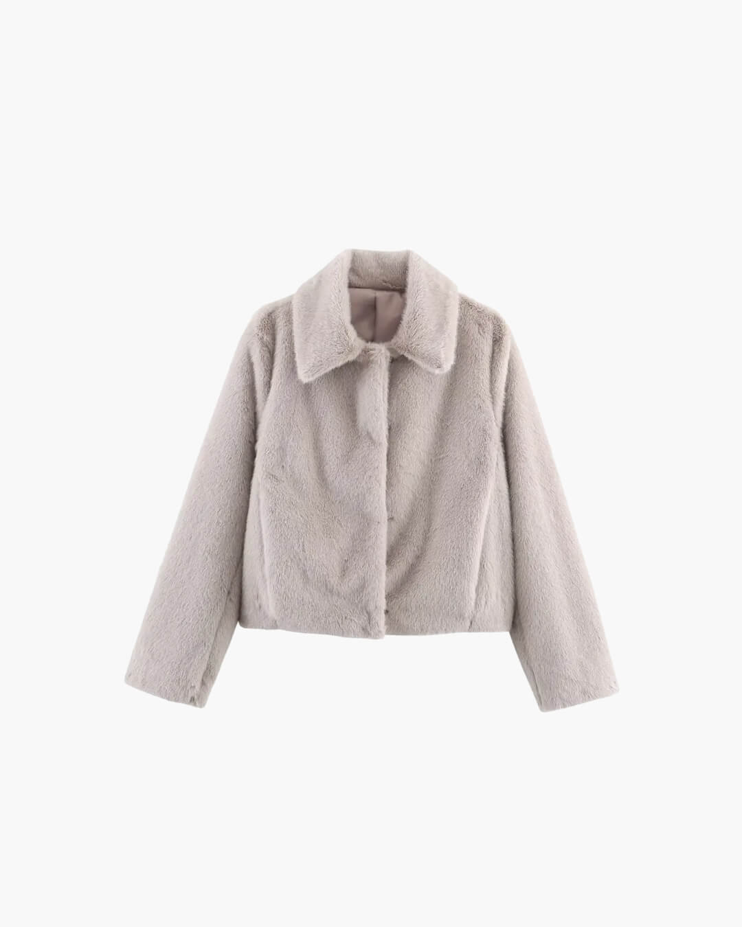 OLANE Plush Turn-Down Collar Faux Fur Jacket WhiteSWomen's Coats & Jackets