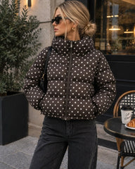 Polka Dot Cropped Puffer Jacket