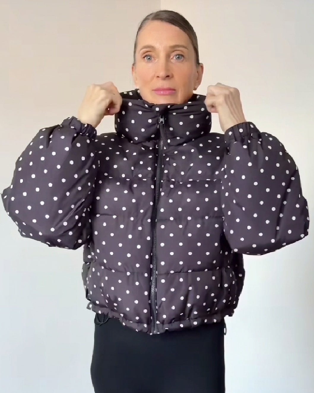OLANE Polka Dot Cropped Puffer Jacket XSJacket