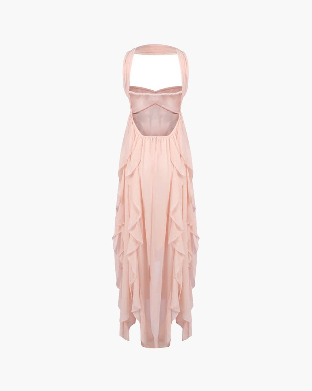 OLANE Romantic Strapless Ruffled Maxi Dress Baby PinkSWomen's Dresses