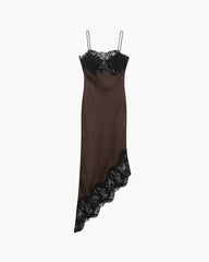 Clara Sleeveless Lace Satin Sling Dress