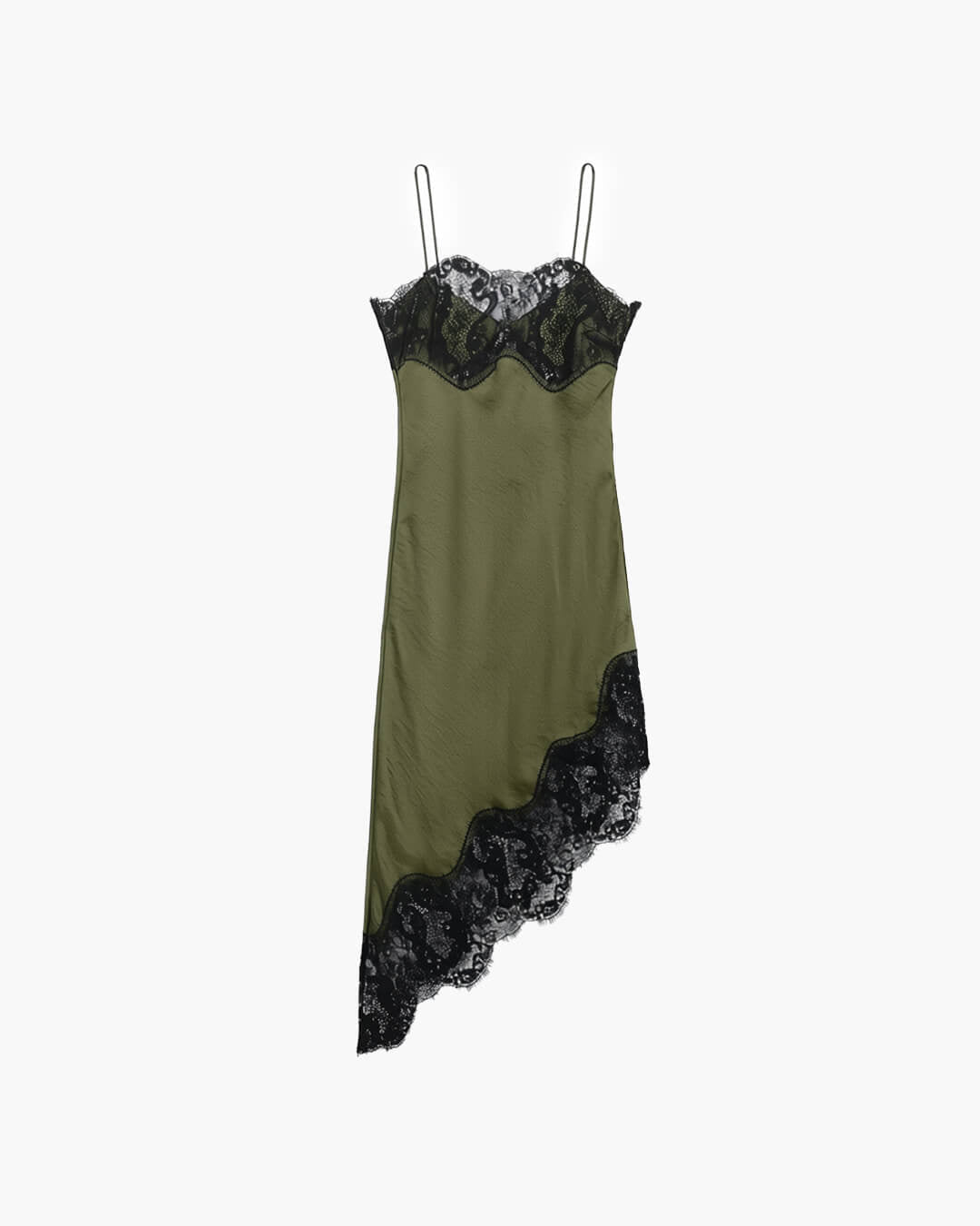 OLANE Sleeveless Lace Satin Sling Dress OliveXSWomen's Dresses