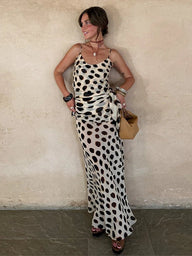 Sabrina Sleeveless Printed Slip Dress with Scarf
