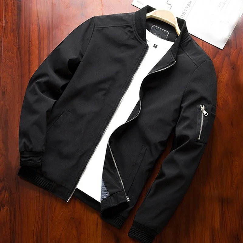OLANE Slim Fit Thin Bomber Jacket Black4XLMen's Coats & Jackets