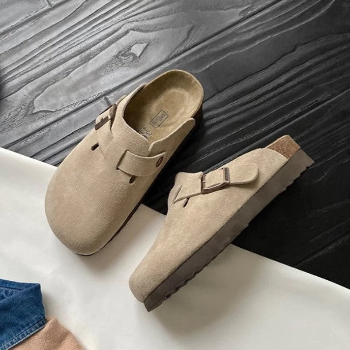 OLANE Slip-On Adjustable Buckle Clog Beige35Women's Shoes