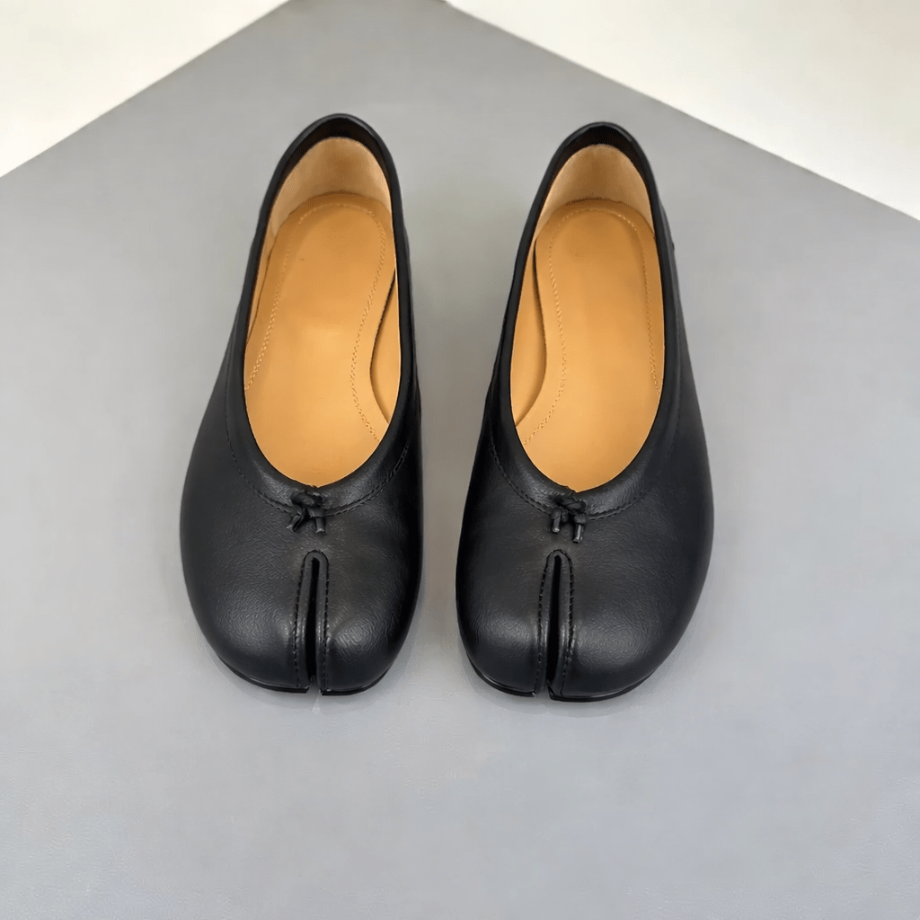 OLANE Slip-On Split-Toe Leather Mules Black35Women's Shoes