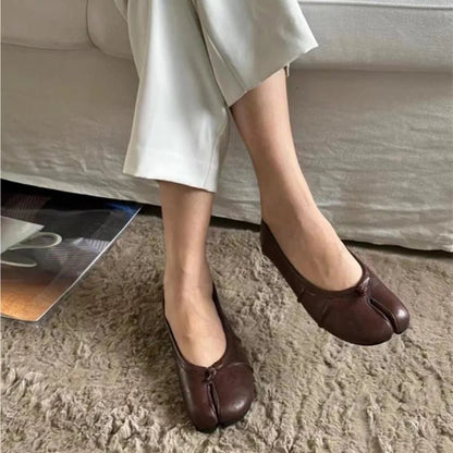 OLANE Laura Split-Toe Leather Mules Brown35Women's Shoes