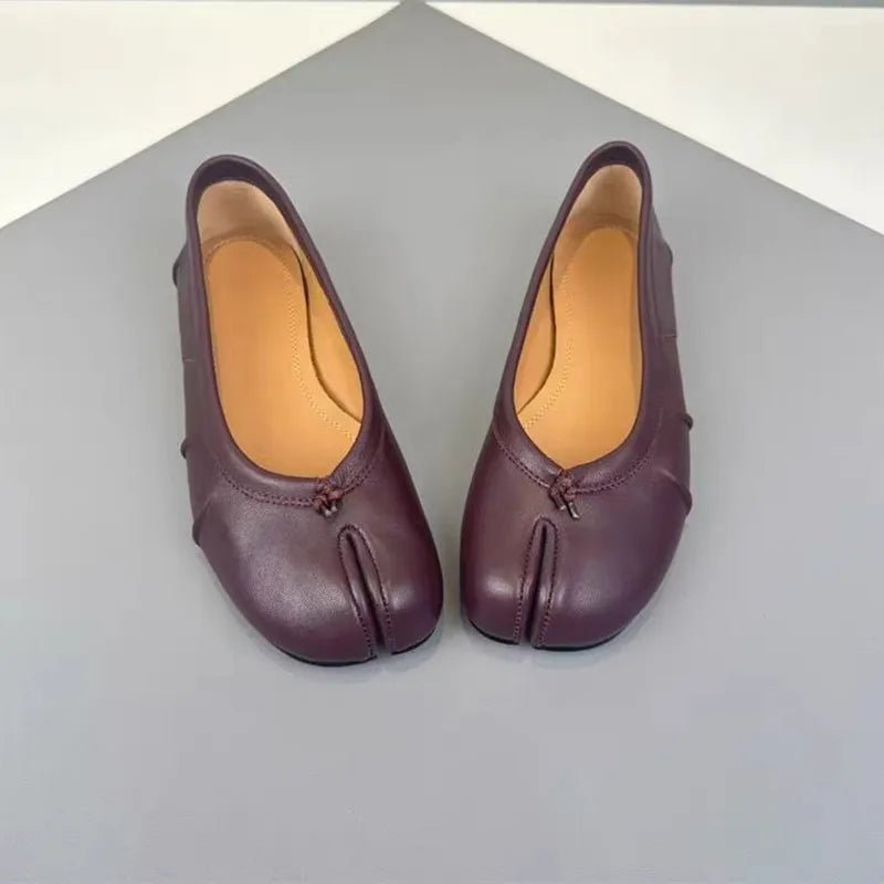 OLANE Laura Split-Toe Leather Mules Burgundy35Women's Shoes