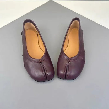 OLANE Laura Split-Toe Leather Mules Burgundy35Women's Shoes