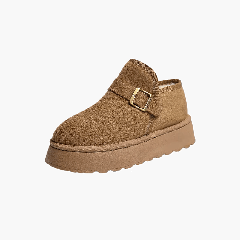 OLANE Slip-On Suede Platform Ankle Booties Taupe36Boots