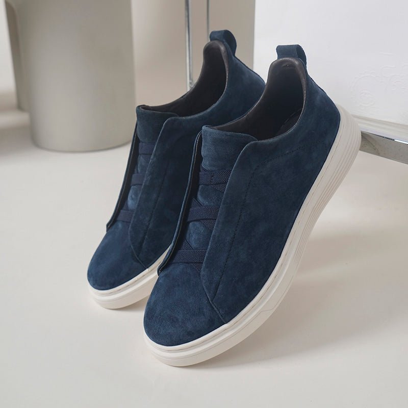 OLANE Slip - On Triple Stitch Suede Sneakers Blue38Men's Shoes