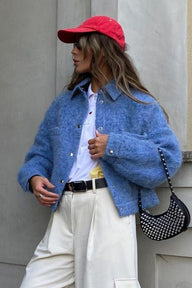 Snap Button-Up Cropped Jacket