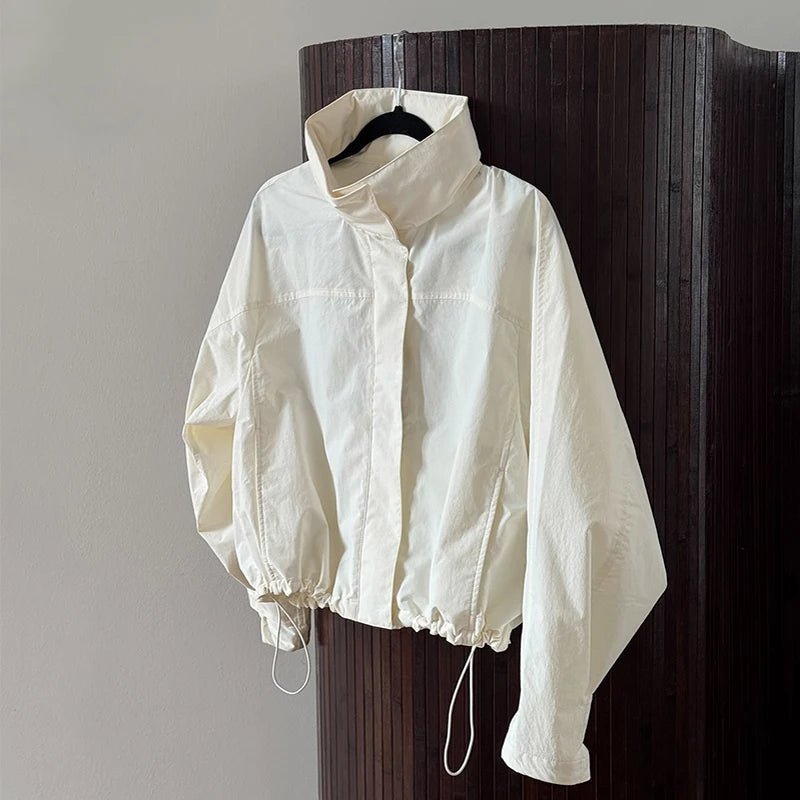 OLANE Sophia Drawstring Bomber Jacket WhiteLWomen's Coats & Jackets