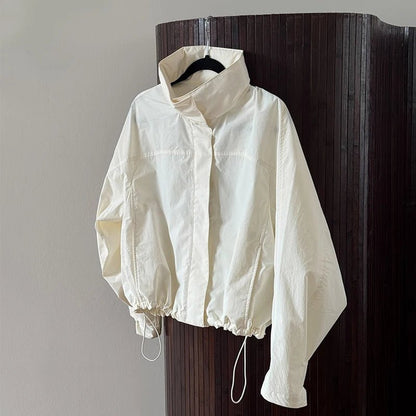 OLANE Sophia Drawstring Bomber Jacket WhiteLWomen's Coats & Jackets