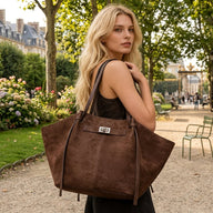 Spacious Bat-Wing Suede Tote Bag