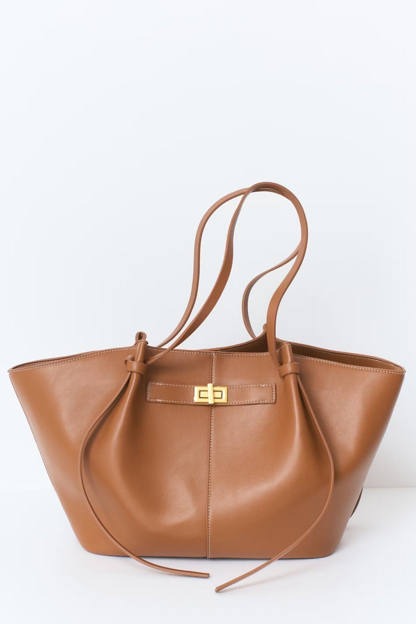 OLANE Spacious Vegan Leather Shopper Bag Light BrownRegularBag