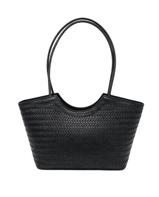 OLANE Spacious Woven Faux Leather Bag BlackRegularBag