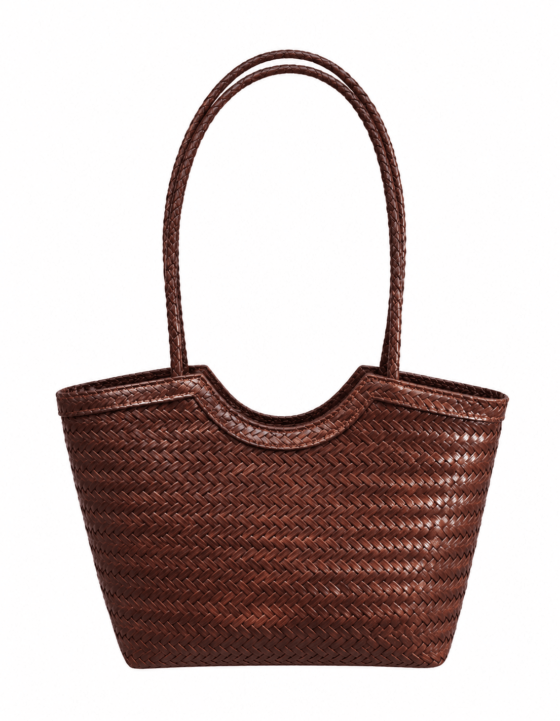 OLANE Spacious Woven Faux Leather Bag BrownRegularBag