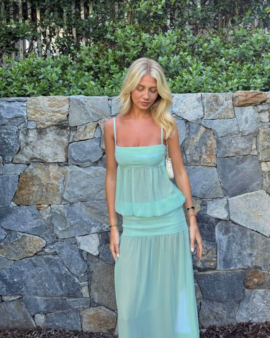 OLANE Spaghetti Straps Hollow Out Bodycon Dress Light TurquoiseMWomen's Dresses