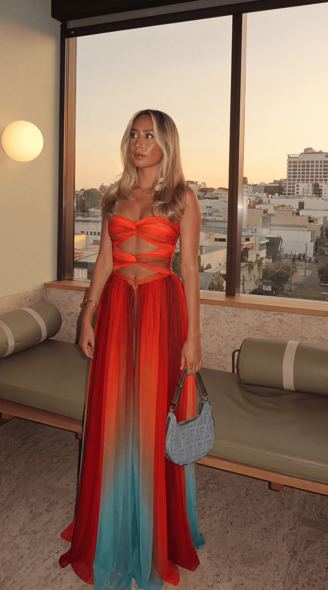 OLANE Strapless Front-Knot Maxi Dress MWomen's Dresses